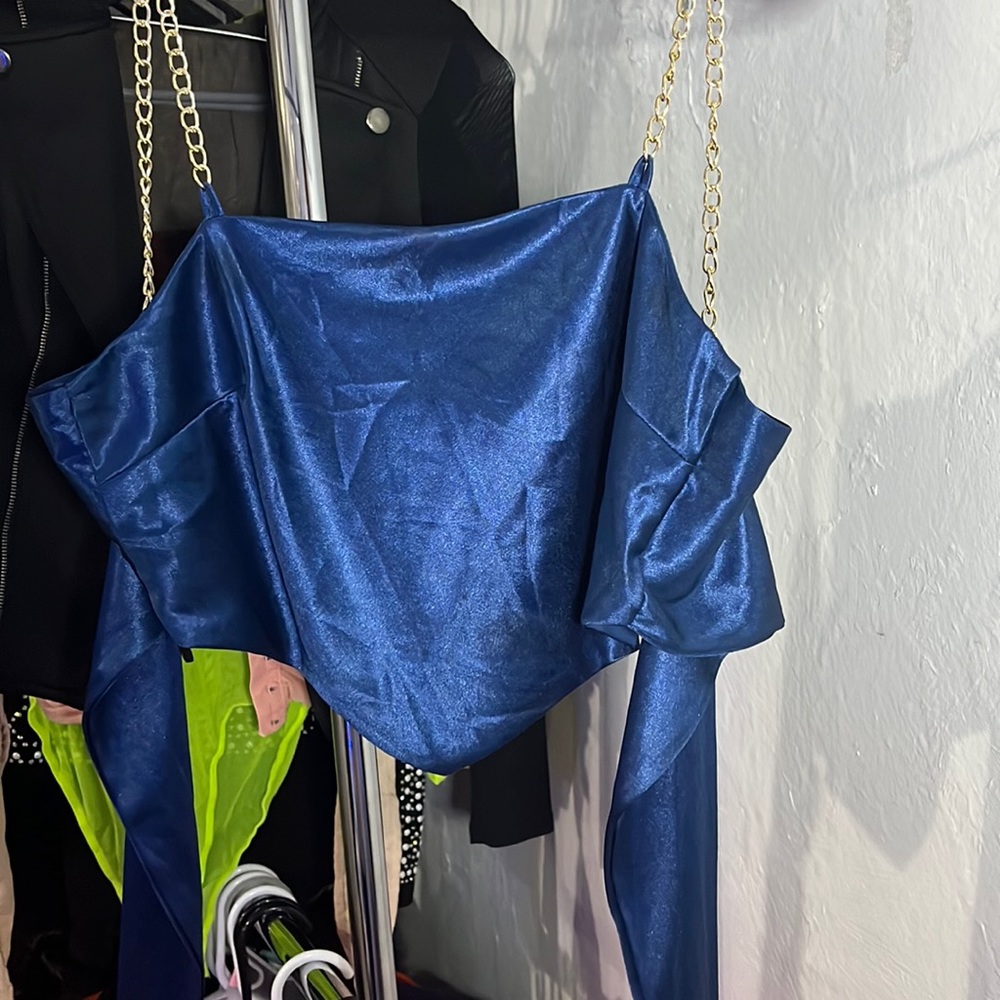 Satin royal blue crop top